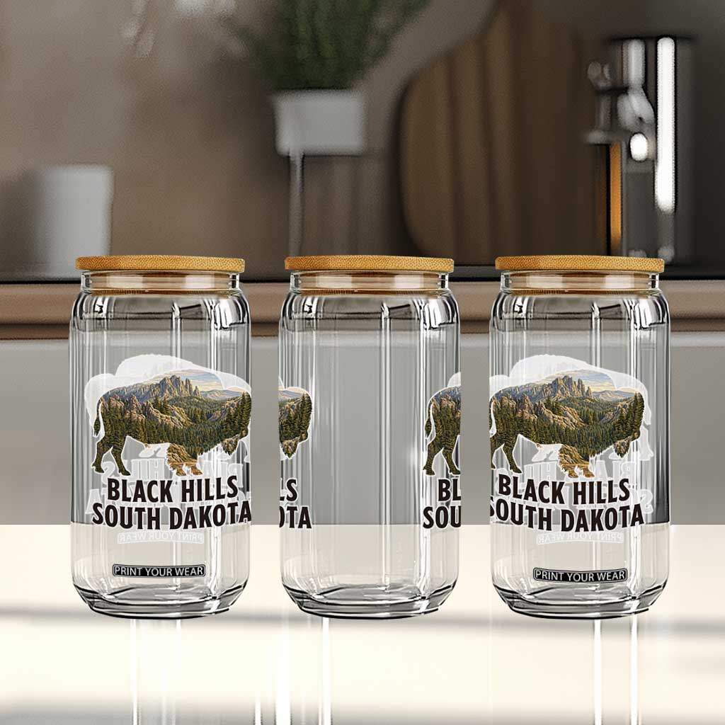 Black Hills South Dakota Bison Glass Can State Pride Gift TS12 Print Your Wear