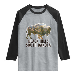 Black Hills South Dakota Bison Raglan Shirt State Pride Gift TS12 Heather Gray Black Print Your Wear