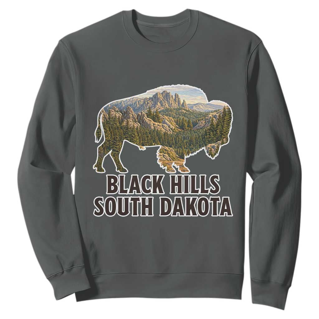 Black Hills South Dakota Bison Sweatshirt State Pride Gift TS12 Dark Heather Print Your Wear