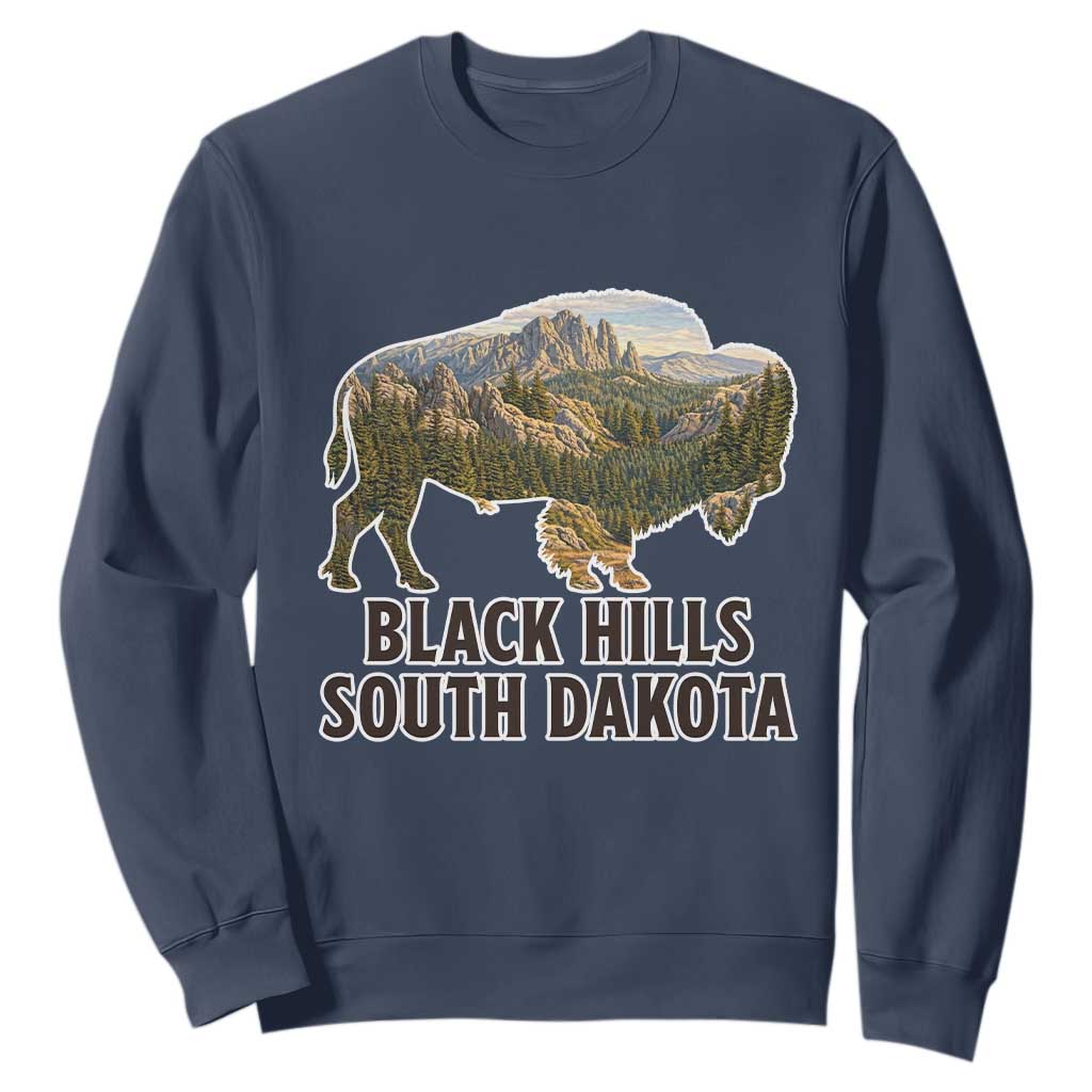 Black Hills South Dakota Bison Sweatshirt State Pride Gift TS12 Navy Print Your Wear