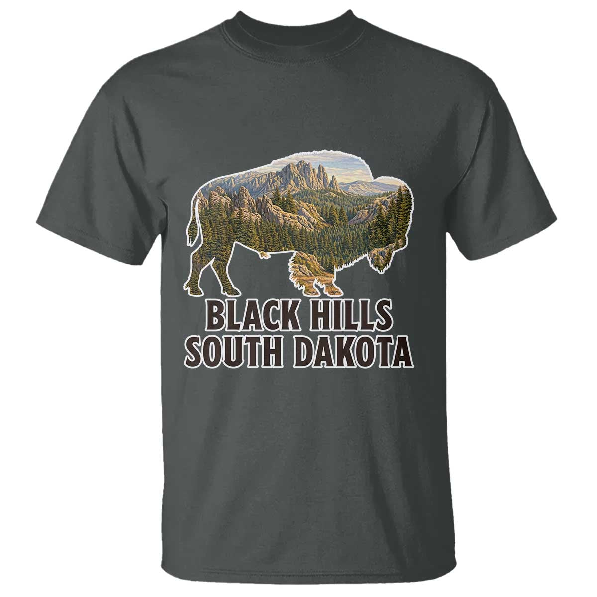 Black Hills South Dakota Bison T Shirt State Pride Gift TS12 Dark Heather Print Your Wear