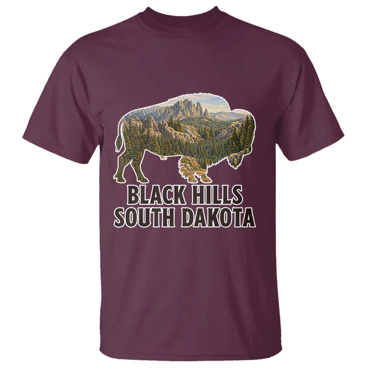 Black Hills South Dakota Bison T Shirt State Pride Gift TS12 Maroon Print Your Wear
