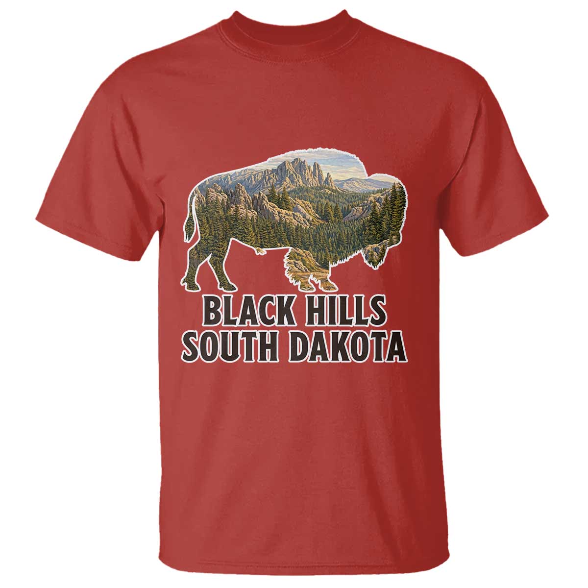 Black Hills South Dakota Bison T Shirt State Pride Gift TS12 Red Print Your Wear