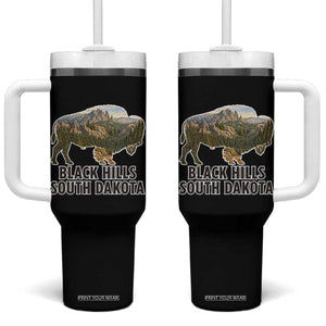 Black Hills South Dakota Bison Tumbler With Handle State Pride Gift TS12 One Size: 40 oz Black Print Your Wear
