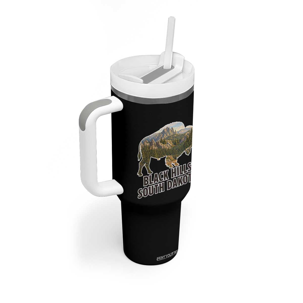Black Hills South Dakota Bison Tumbler With Handle State Pride Gift TS12 Print Your Wear