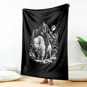Vintage Native American Bison Rider Throw Blanket Indigenous Warrior Graphic TS12 Print Your Wear