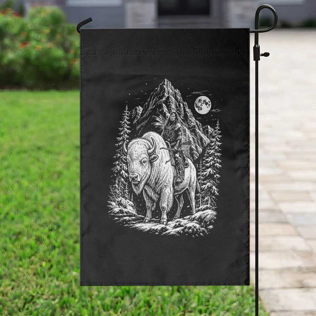 Vintage Native American Bison Rider Garden Flag Indigenous Warrior Graphic TS12 Print Your Wear