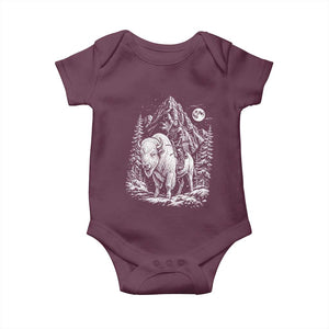 Vintage Native American Bison Rider Baby Onesie Indigenous Warrior Graphic TS12 Maroon Print Your Wear