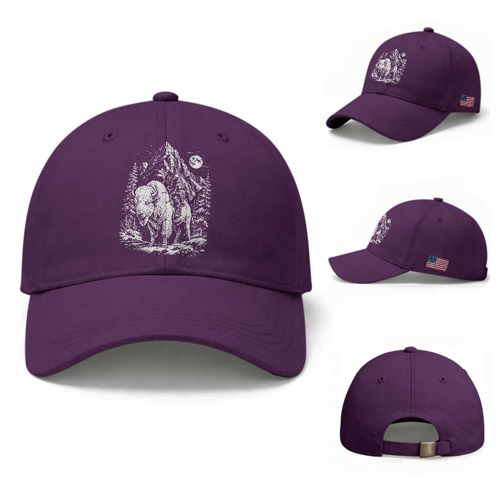 Vintage Native American Bison Rider Baseball Cap Indigenous Warrior Graphic TS12 Baseball Cap Universal Fit Purple Print Your Wear