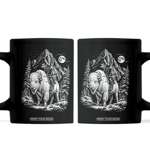 Vintage Native American Bison Rider Coffee Mug Indigenous Warrior Graphic TS12 Black Print Your Wear