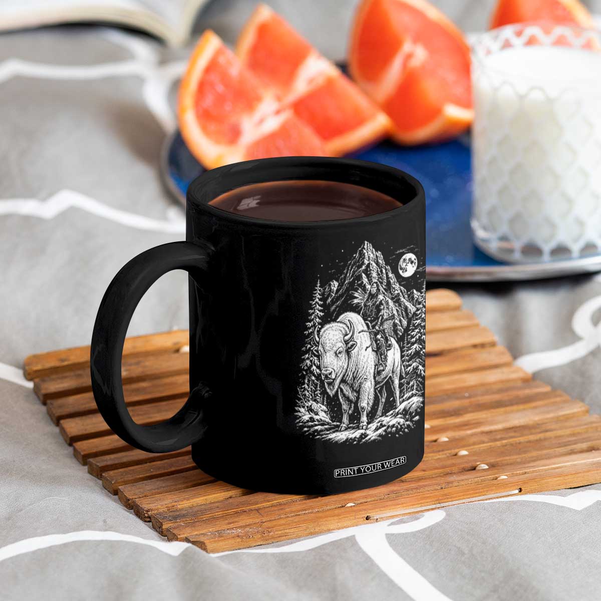 Vintage Native American Bison Rider Coffee Mug Indigenous Warrior Graphic TS12 Print Your Wear
