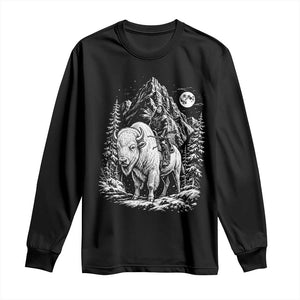 Vintage Native American Bison Rider Long Sleeve Shirt Indigenous Warrior Graphic TS12 Black Print Your Wear