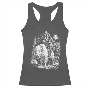Vintage Native American Bison Rider Racerback Tank Top Indigenous Warrior Graphic TS12 Dark Heather Print Your Wear