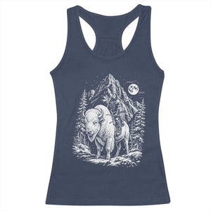 Vintage Native American Bison Rider Racerback Tank Top Indigenous Warrior Graphic TS12 Navy Print Your Wear