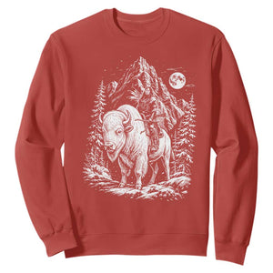 Vintage Native American Bison Rider Sweatshirt Indigenous Warrior Graphic TS12 Red Print Your Wear