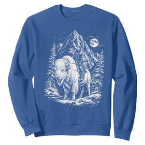 Vintage Native American Bison Rider Sweatshirt Indigenous Warrior Graphic TS12 Royal Blue Print Your Wear