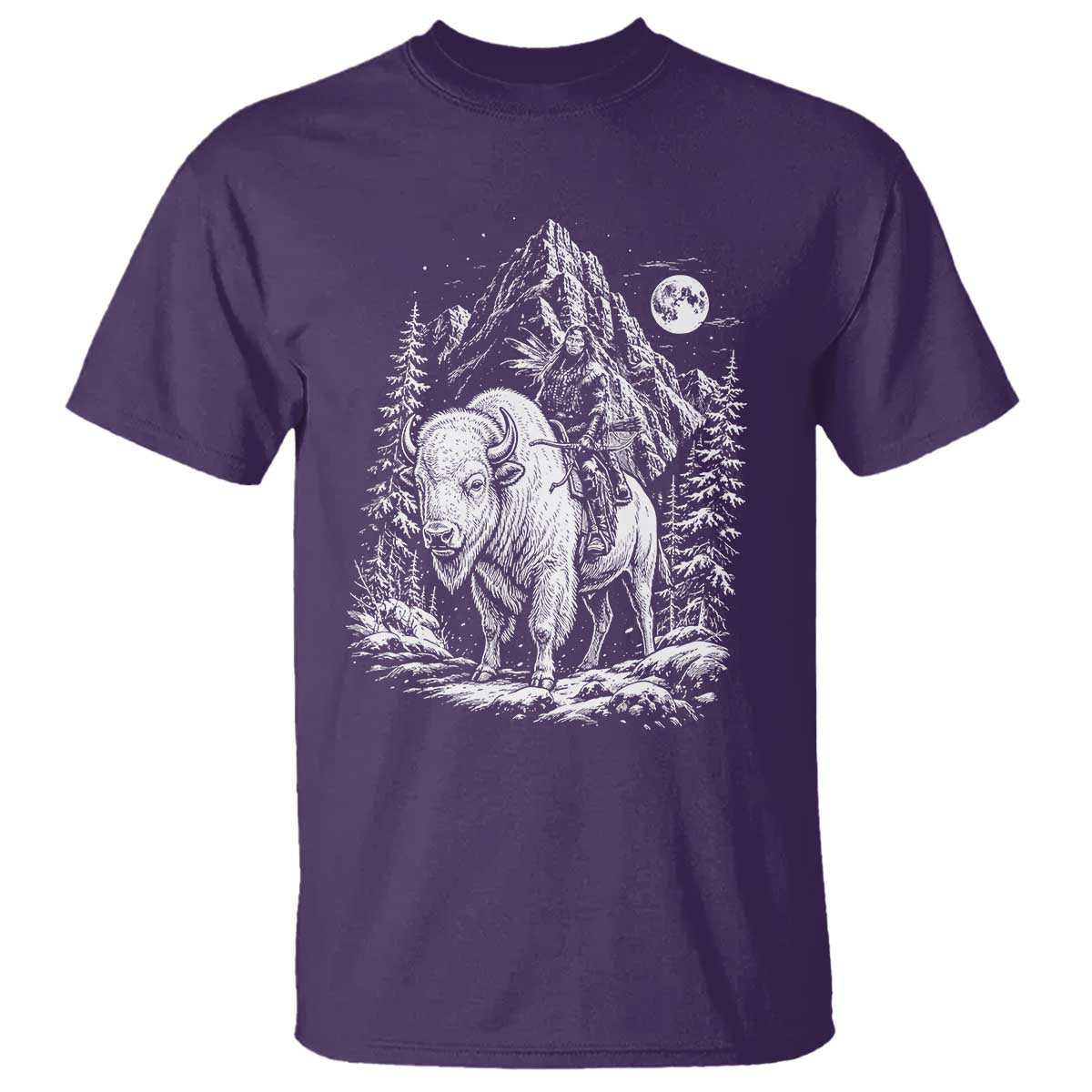 Vintage Native American Bison Rider T Shirt Indigenous Warrior Graphic TS12 Purple Print Your Wear