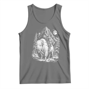 Vintage Native American Bison Rider Tank Top Indigenous Warrior Graphic TS12 Black Heather Print Your Wear