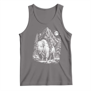 Vintage Native American Bison Rider Tank Top Indigenous Warrior Graphic TS12 Deep Heather Print Your Wear