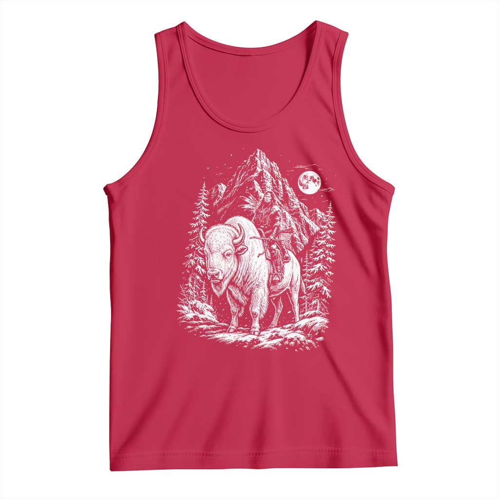 Vintage Native American Bison Rider Tank Top Indigenous Warrior Graphic TS12 Red Print Your Wear