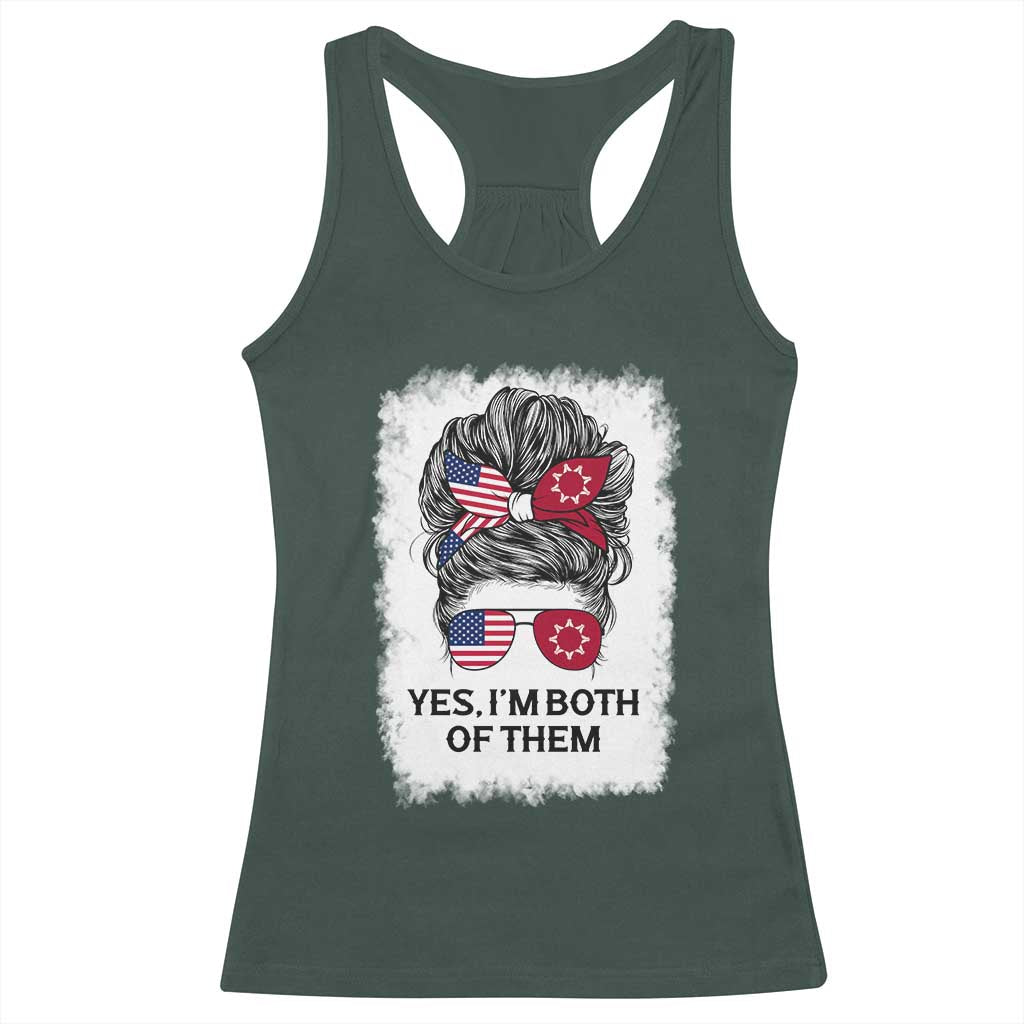 Lakota And American Pride Racerback Tank Top Im Both Of Them Oglala Native Heritage TS12 Dark Forest Green Print Your Wear