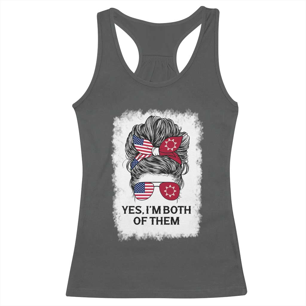 Lakota And American Pride Racerback Tank Top Im Both Of Them Oglala Native Heritage TS12 Dark Heather Print Your Wear