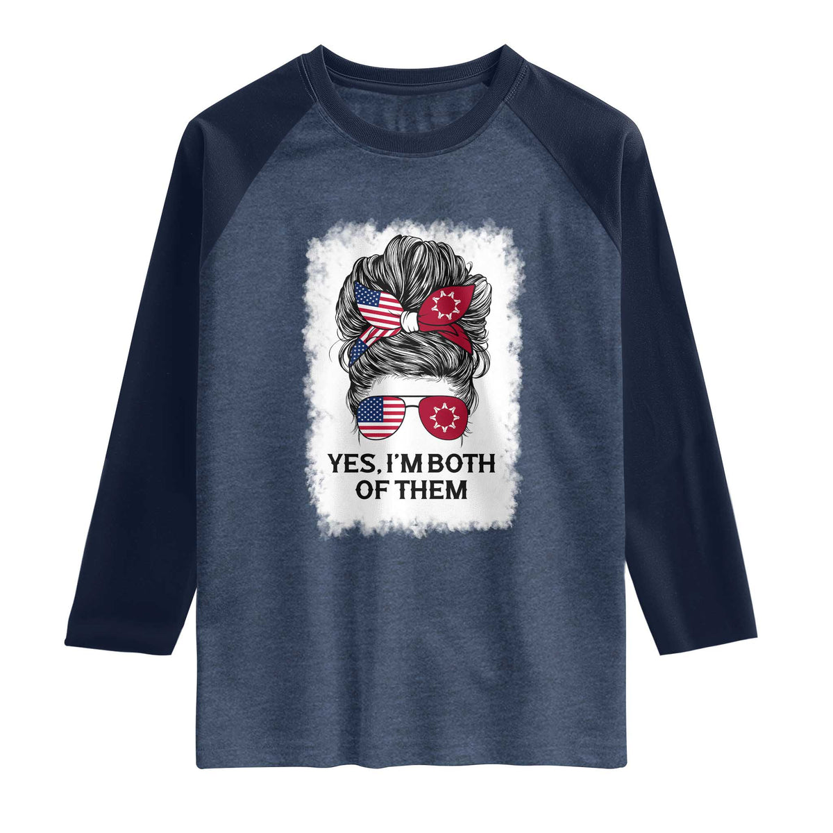 Lakota And American Pride Raglan Shirt Im Both Of Them Oglala Native Heritage TS12 Heather Denim Navy Print Your Wear
