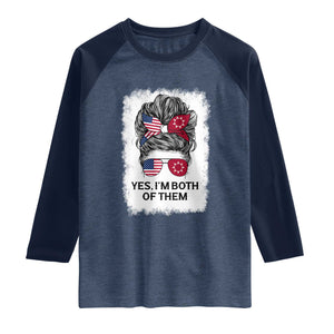 Lakota And American Pride Raglan Shirt Im Both Of Them Oglala Native Heritage TS12 Heather Denim Navy Print Your Wear
