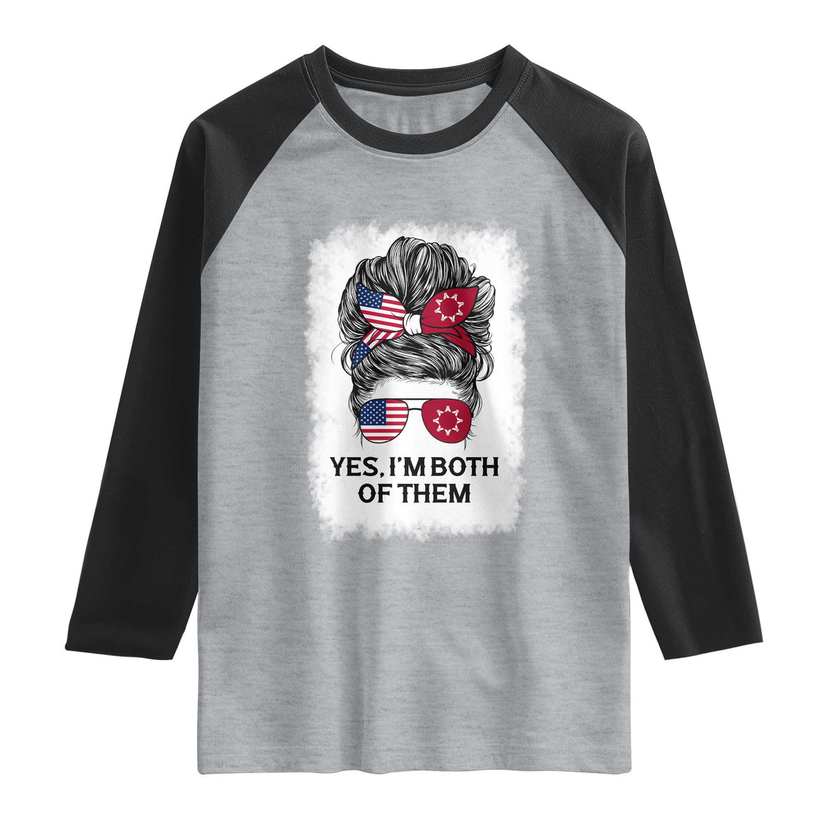 Lakota And American Pride Raglan Shirt Im Both Of Them Oglala Native Heritage TS12 Heather Gray Black Print Your Wear