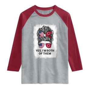 Lakota And American Pride Raglan Shirt Im Both Of Them Oglala Native Heritage TS12 Heather Gray Heather Red Print Your Wear