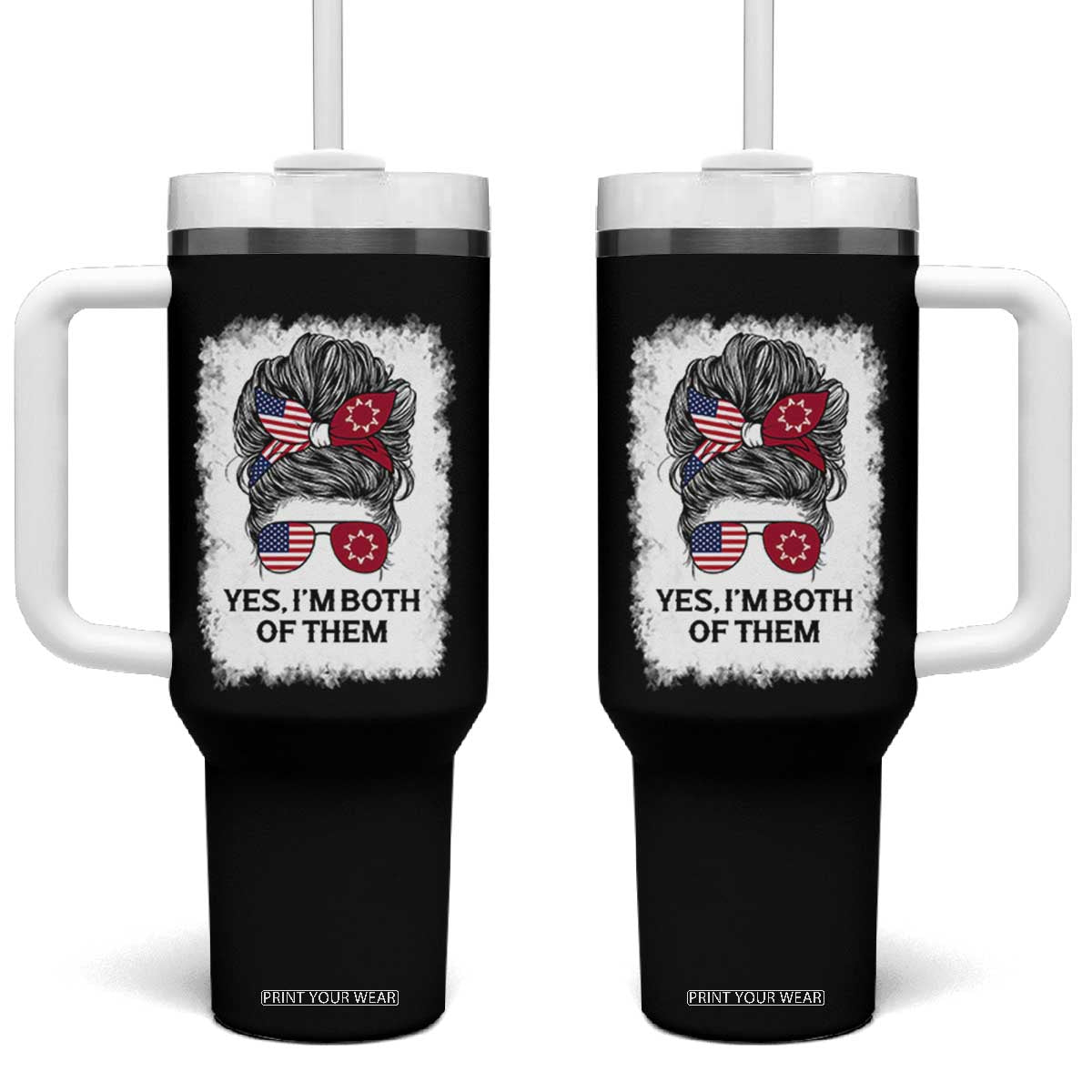 Lakota And American Pride Tumbler With Handle Im Both Of Them Oglala Native Heritage TS12 One Size: 40 oz Black Print Your Wear