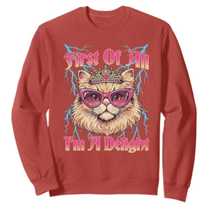 First Of All Im A Delight Sweatshirt Geek Princess Cat Gift TS12 Red Print Your Wear