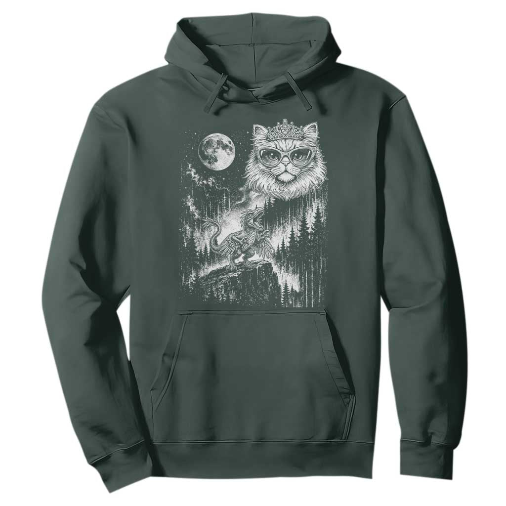 Vintage Geek Princess Cat Hoodie Full Moon Engraving Art Gift TS12 Dark Forest Green Print Your Wear