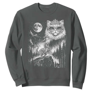 Vintage Geek Princess Cat Sweatshirt Full Moon Engraving Art Gift TS12 Dark Heather Print Your Wear