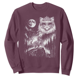 Vintage Geek Princess Cat Sweatshirt Full Moon Engraving Art Gift TS12 Maroon Print Your Wear