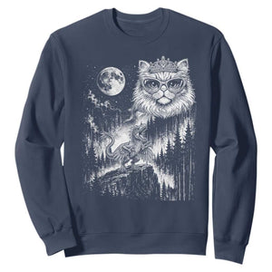 Vintage Geek Princess Cat Sweatshirt Full Moon Engraving Art Gift TS12 Navy Print Your Wear