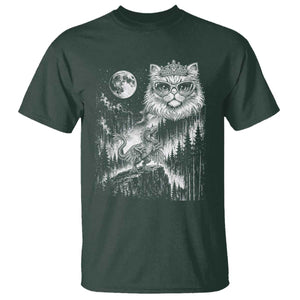 Vintage Geek Princess Cat T Shirt Full Moon Engraving Art Gift TS12 Dark Forest Green Print Your Wear