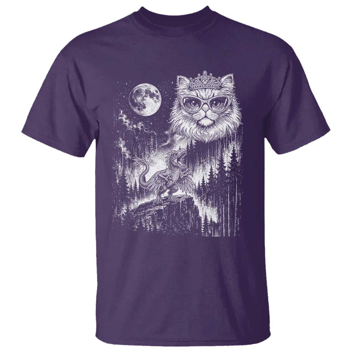 Vintage Geek Princess Cat T Shirt Full Moon Engraving Art Gift TS12 Purple Print Your Wear