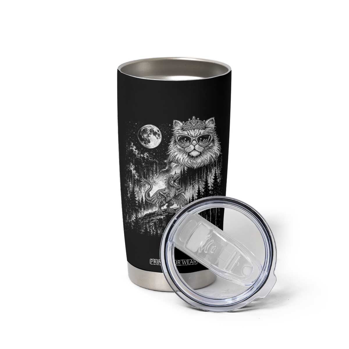 Vintage Geek Princess Cat Tumbler Cup Full Moon Engraving Art Gift TS12 Print Your Wear