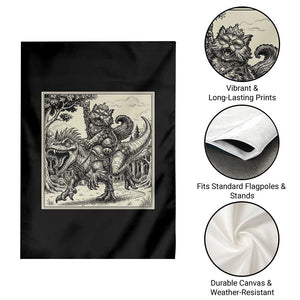 Cool Royal Cat Riding Dinosaur Garden Flag Rock N Roll Engraving Graphic Art TS12 Print Your Wear