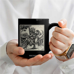 Cool Royal Cat Riding Dinosaur Coffee Mug Rock N Roll Engraving Graphic Art TS12 Print Your Wear