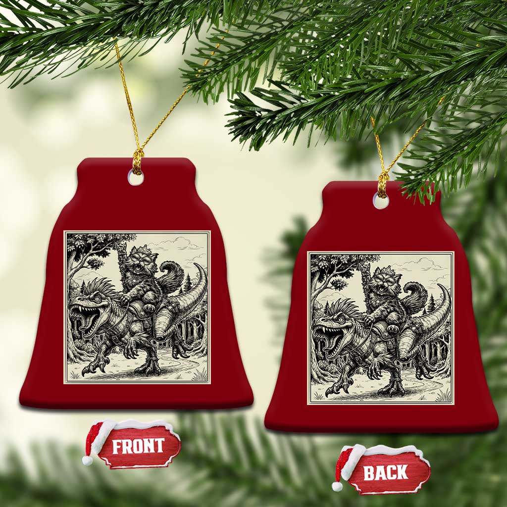 Cool Royal Cat Riding Dinosaur Ceramic Ornament Rock N Roll Engraving Graphic Art TS12 Print Your Wear