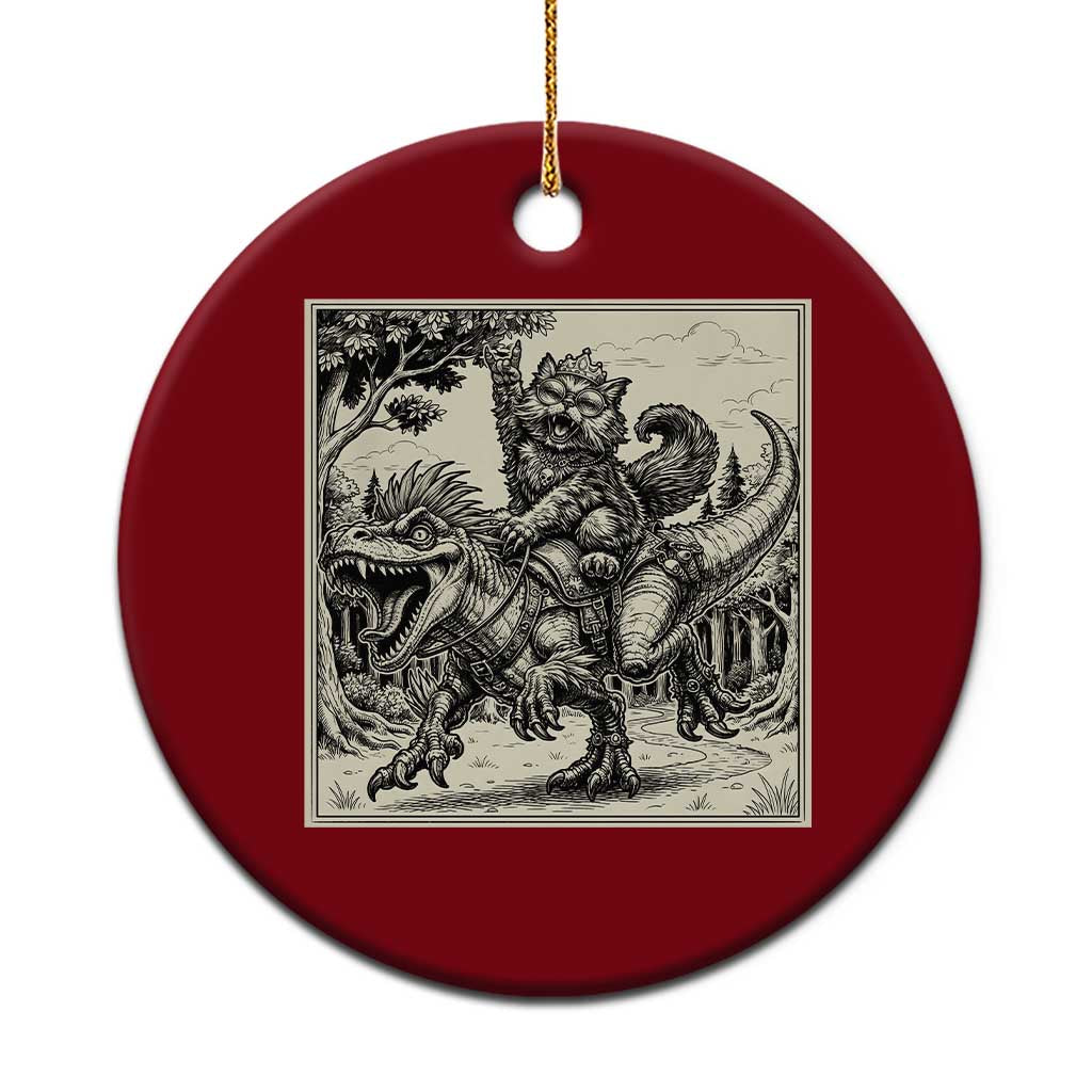 Cool Royal Cat Riding Dinosaur Ceramic Ornament Rock N Roll Engraving Graphic Art TS12 1pc Red Print Your Wear