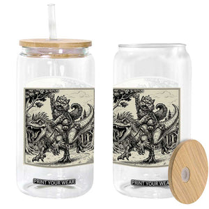 Cool Royal Cat Riding Dinosaur Glass Can Rock N Roll Engraving Graphic Art TS12 Print Your Wear