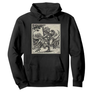 Cool Royal Cat Riding Dinosaur Hoodie Rock N Roll Engraving Graphic Art TS12 Black Print Your Wear