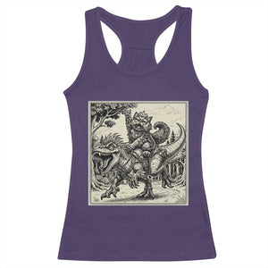 Cool Royal Cat Riding Dinosaur Racerback Tank Top Rock N Roll Engraving Graphic Art TS12 Purple Print Your Wear