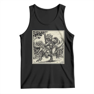 Cool Royal Cat Riding Dinosaur Tank Top Rock N Roll Engraving Graphic Art TS12 Black Print Your Wear