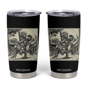 Cool Royal Cat Riding Dinosaur Tumbler Cup Rock N Roll Engraving Graphic Art TS12 Black Print Your Wear
