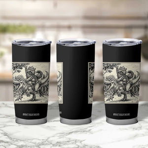 Cool Royal Cat Riding Dinosaur Tumbler Cup Rock N Roll Engraving Graphic Art TS12 Print Your Wear