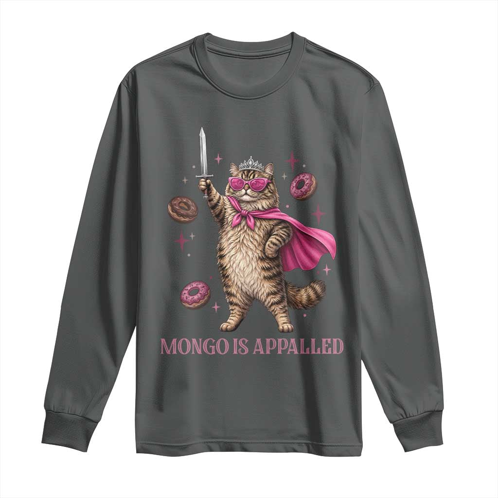 Cute Warrior Princess Cat With Sword Long Sleeve Shirt Fantasy Reader Gift TS12 Dark Heather Print Your Wear